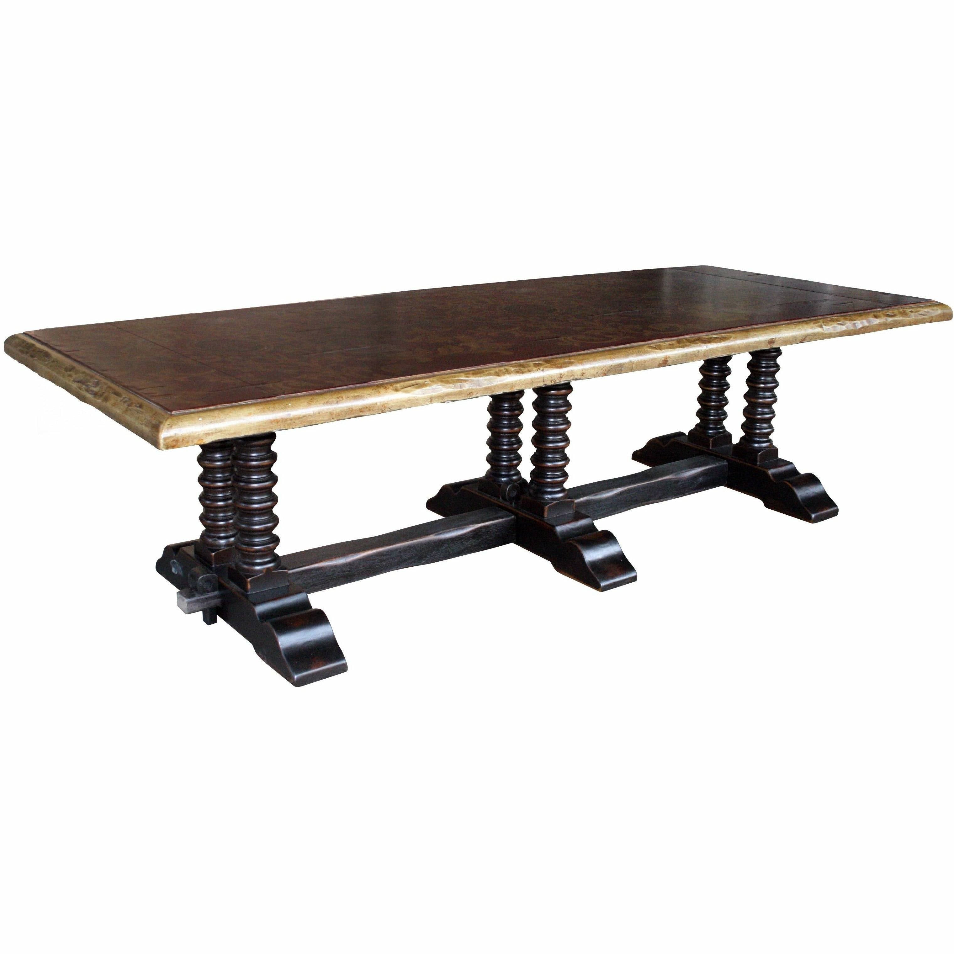 Casa Bonita Peruvian Hand-Painted Carved Wood Cervantes Dining Table 10 Foot