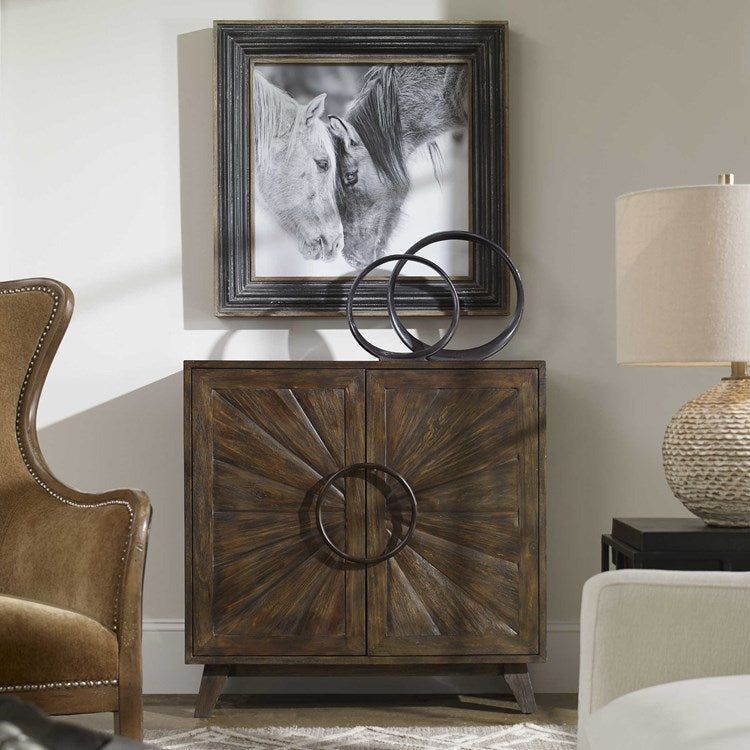 Uttermost Kohana Worn Black With Honey Undertones 2 Door Cabinet