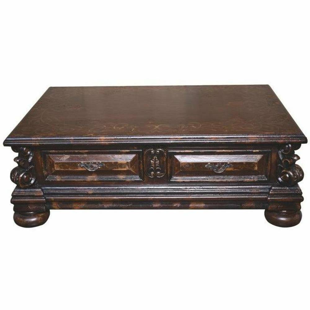 Casa Bonita Peruvian Hand-Painted Carved Wood Palazzo Coffee Table - Image 2