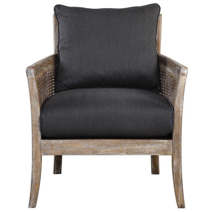 Uttermost Encore Dark Gray Fabric Cane Armchair - Image 2