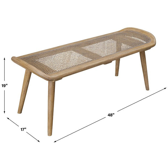Uttermost Arne Woven Straw Seat Wood Bench - Image 3