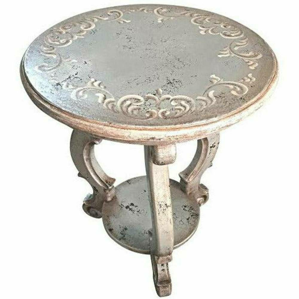 Casa Bonita Peruvian Hand-Painted Carved Wood Marbella Round End Table