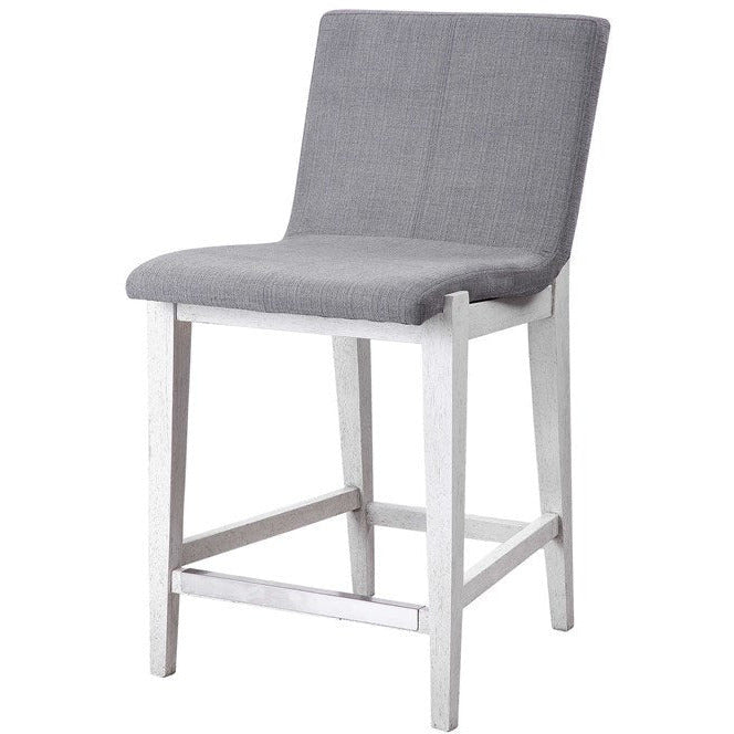 Uttermost Brazos Charcoal Linen Performance Fabric Counter Stool Aged White Wood Frame - Image 2