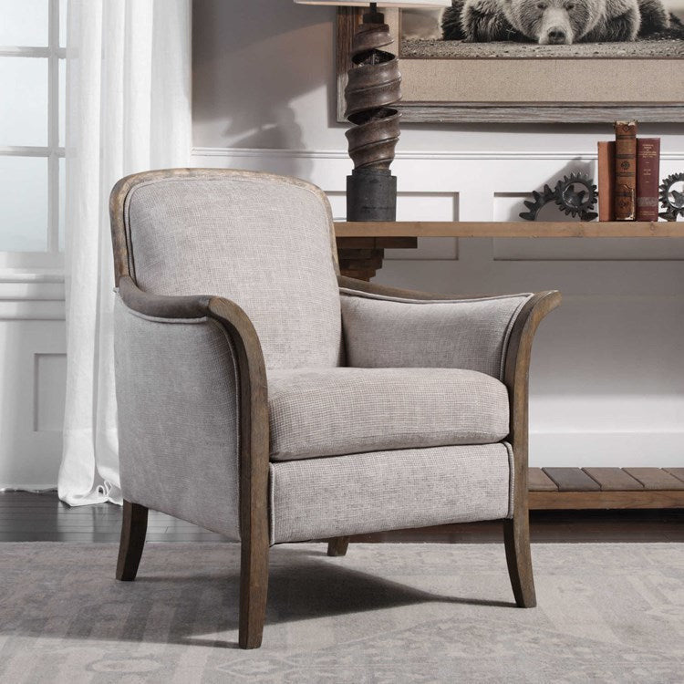 Uttermost Brittoney Taupe Woven Accent Armchair - Image 1