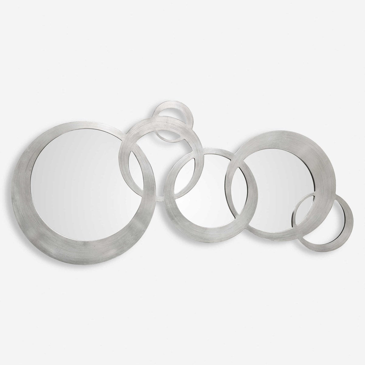 Uttermost Odiana Antiqued Silver Leaf Contemporary Round Ring Mirrors - Image 2