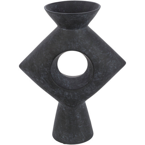 Surya Yagya Collection Modern Brushed Matte Black Ceramic Vase YAG-008 - Image 1