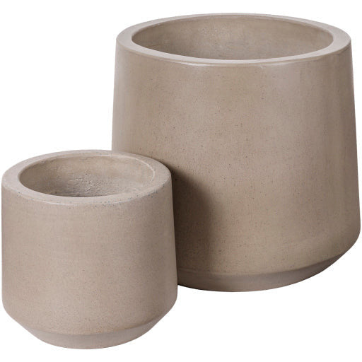 Surya Seastone Collection Modern Set of 2 Brushed Matte Gray Concrete Outdoor Floor Vases SST-003 - Image 1