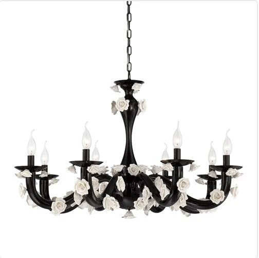 Black / White Eight Light Chandelier - Image 1