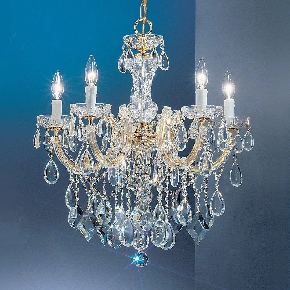 5 Light Maria Theresa Crystal Chandelier, gold - Image 1