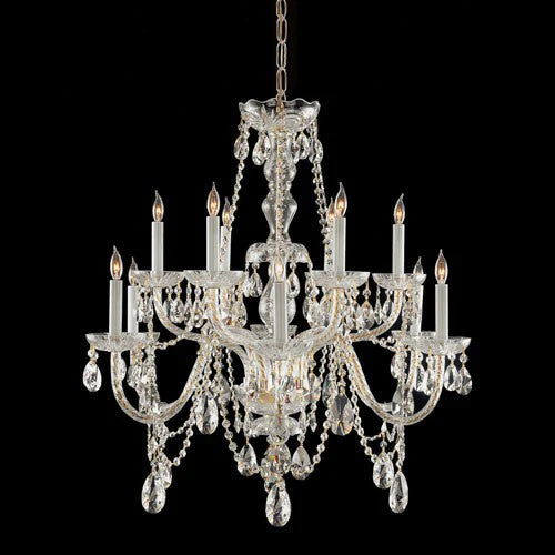 Traditional Polished Brass Twelve-Light Spectra Crystal Chandelier - Image 1
