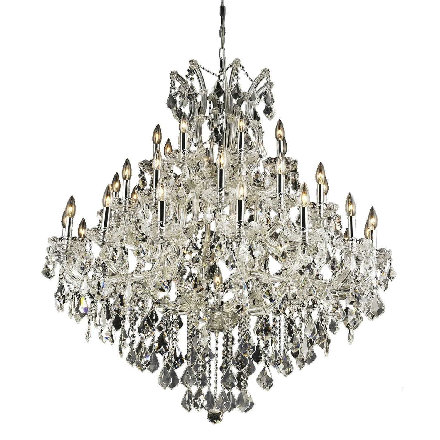 Chrome Thirty-Seven Light 44-Inch Chandelier with Royal Cut Clear Crystal - Image 1