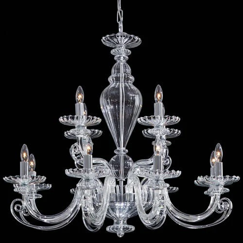 Chrome and Clear Glass 23-Inch 12-Light Chandelier - Image 1
