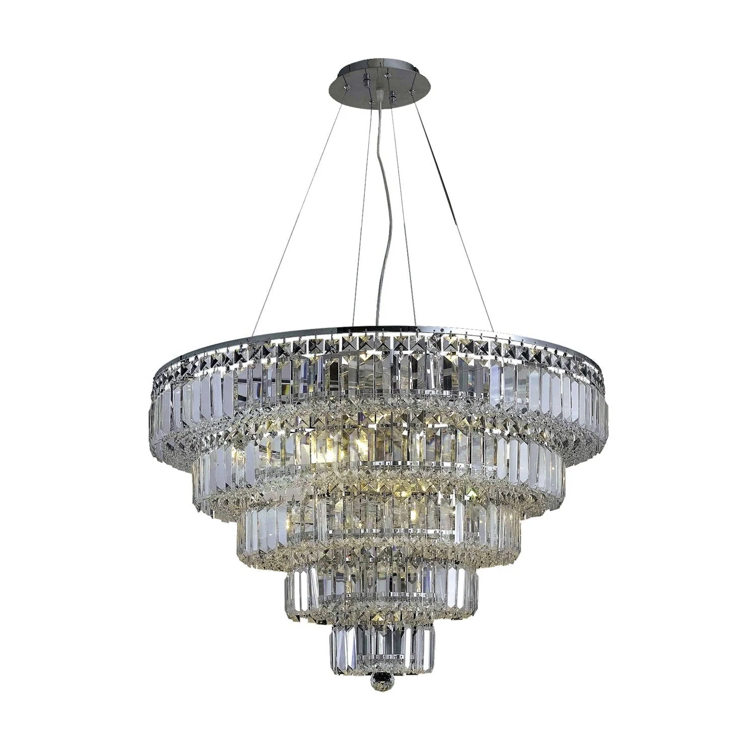 Maxim Chrome Seventeen-Light 30-Inch Five-Tier Chandelier with Royal Cut Clear Crystal - Image 1