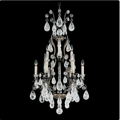 Pewter Nine-Light Chandelier with Clear Rock Crystal - Image 1