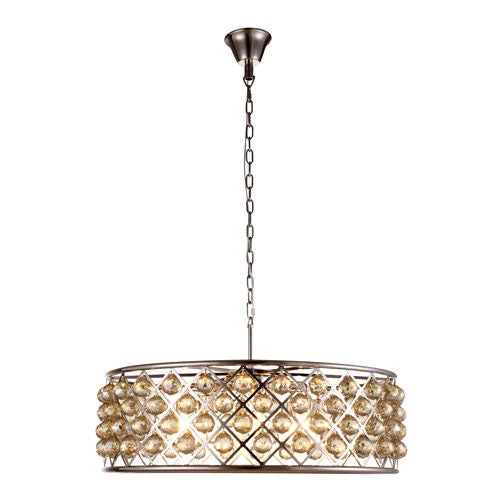 Madison Polished Nickel Eight-Light Pendant with Faceted Golden Teak Crystals - Image 1