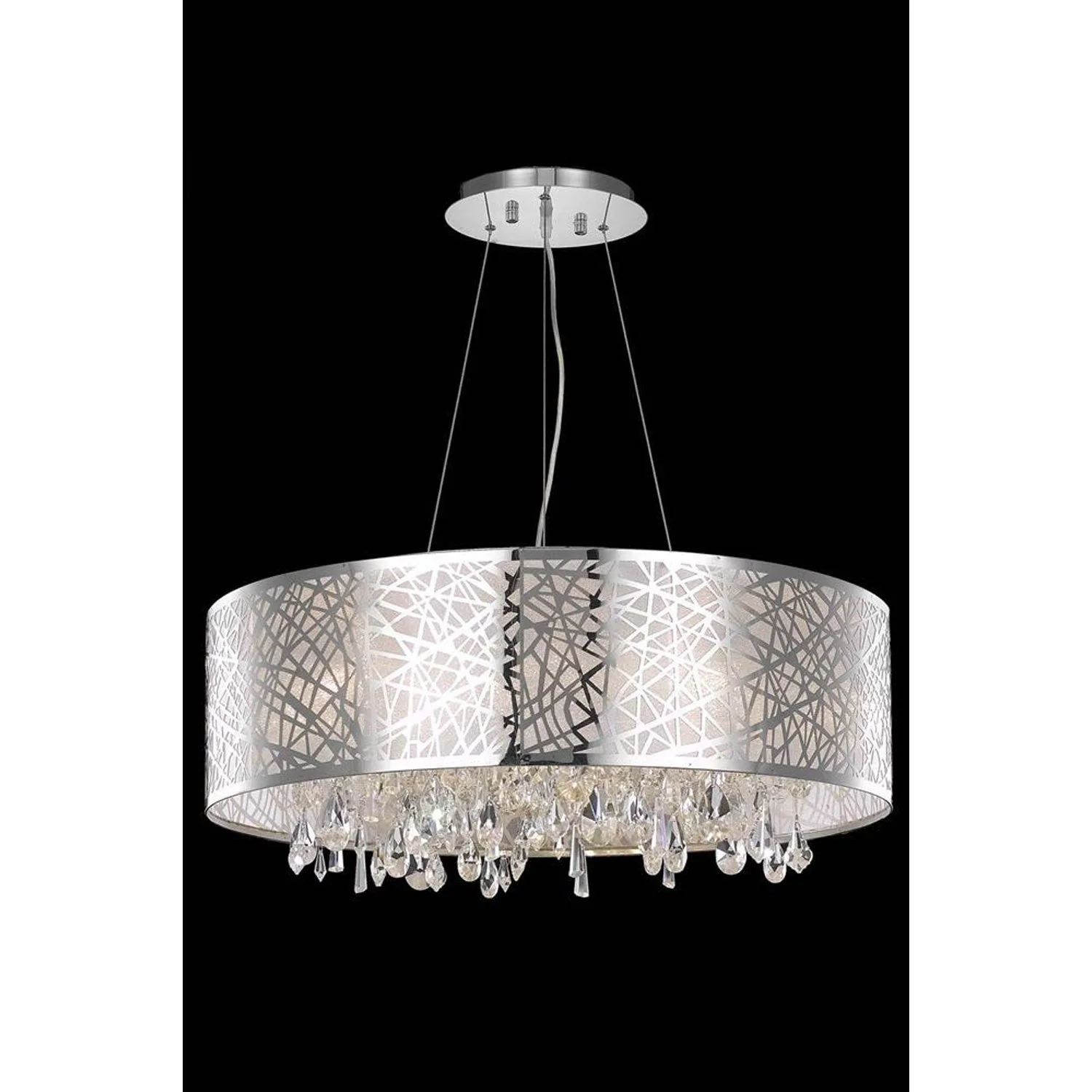 Mirage Chrome Nine-Light Pendant with Royal Cut Crystal and Metal Shade - Image 1