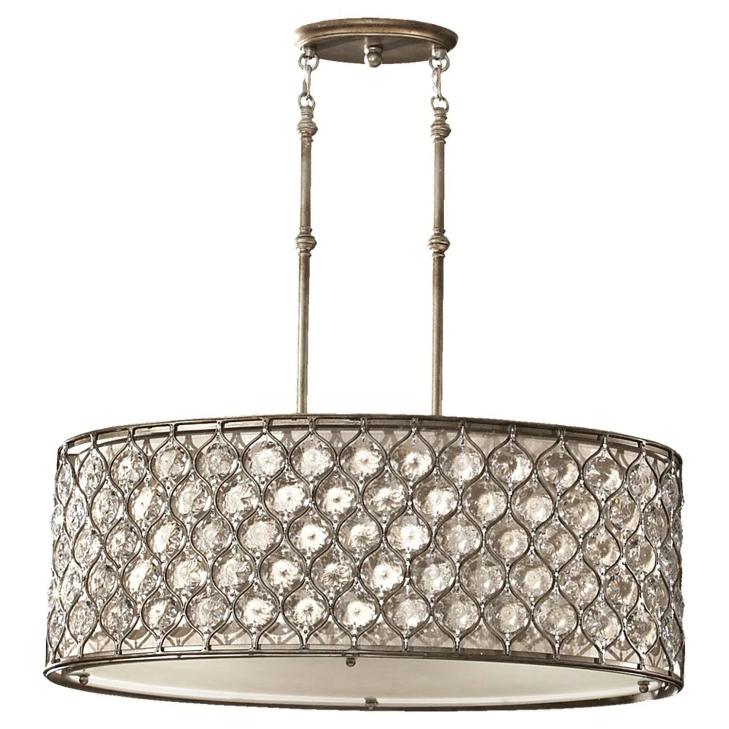 Burnished Silver Crystal Three-Light Fourteen-Inch Fluorescent Pendant - Image 1