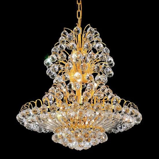 Gold plated 14 Light crystal Chandelier dressed with crystal ball - Image 1
