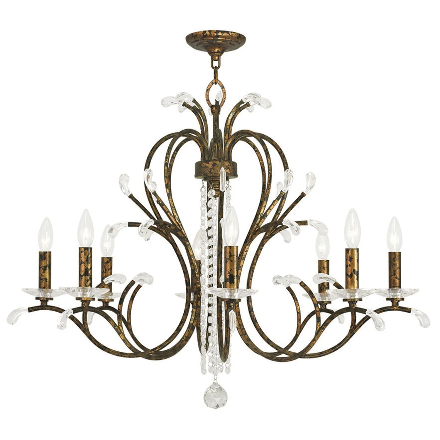 Hand Applied Venetian Golden Bronze 33-Inch Eight-Light Chandelier - Image 1