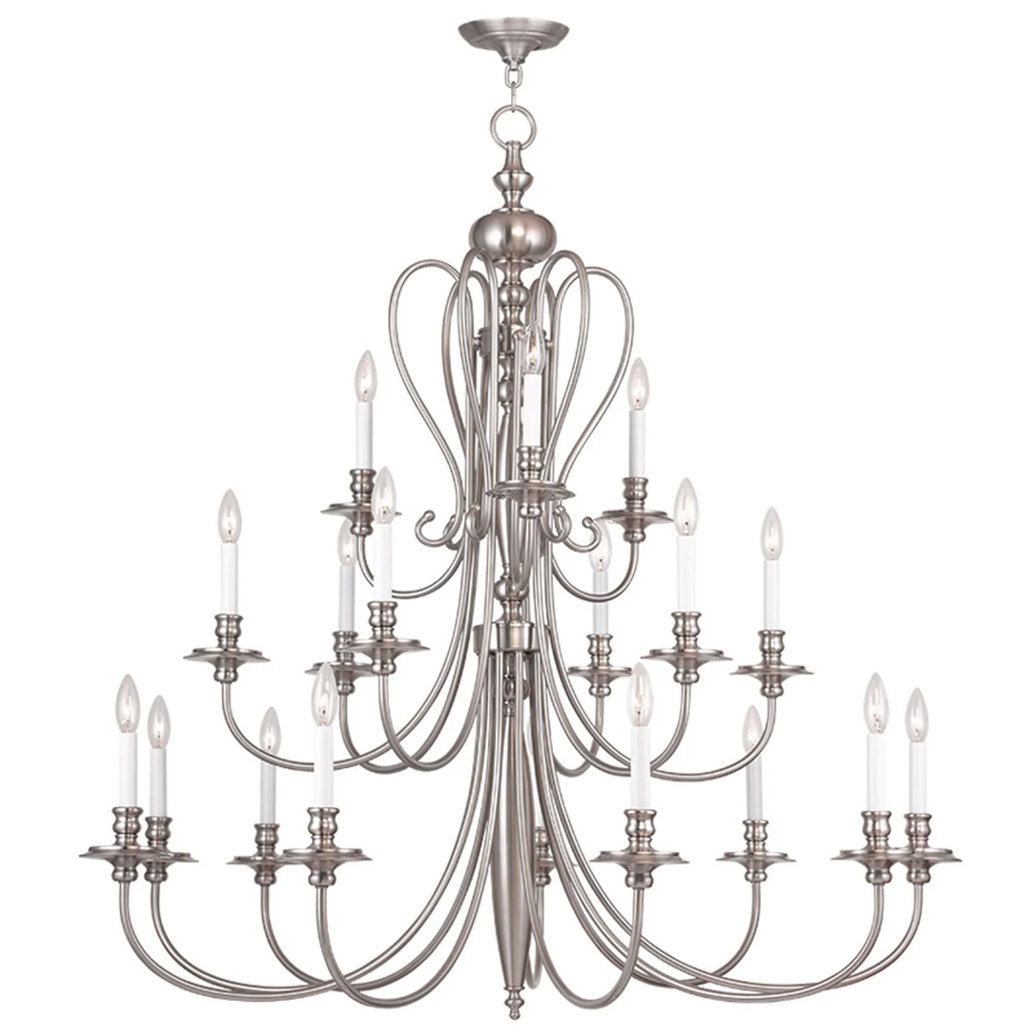 Brushed Nickel 18 Light Chandelier - Image 1