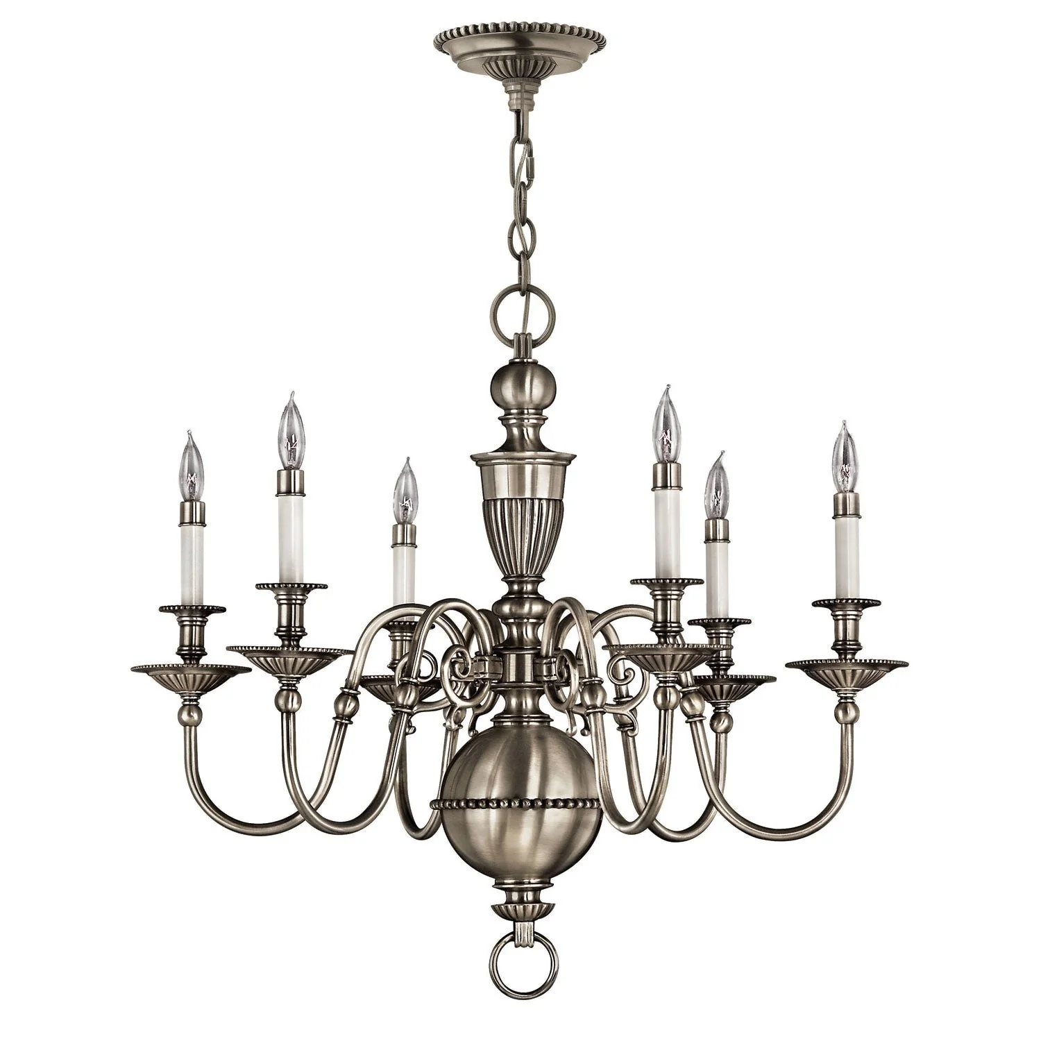 Pewter Six-Light Chandelier - Image 1