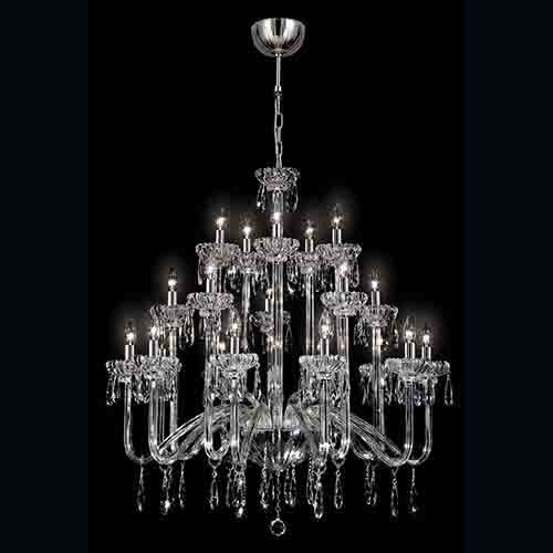 Chrome 20-Light 38.25-Inch Wide Chandelier with Clear Crystal - Image 1