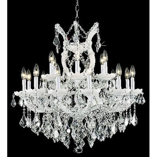 White Twenty-Four Light Chandelier with Clear Royal Cut Crystals - Image 1