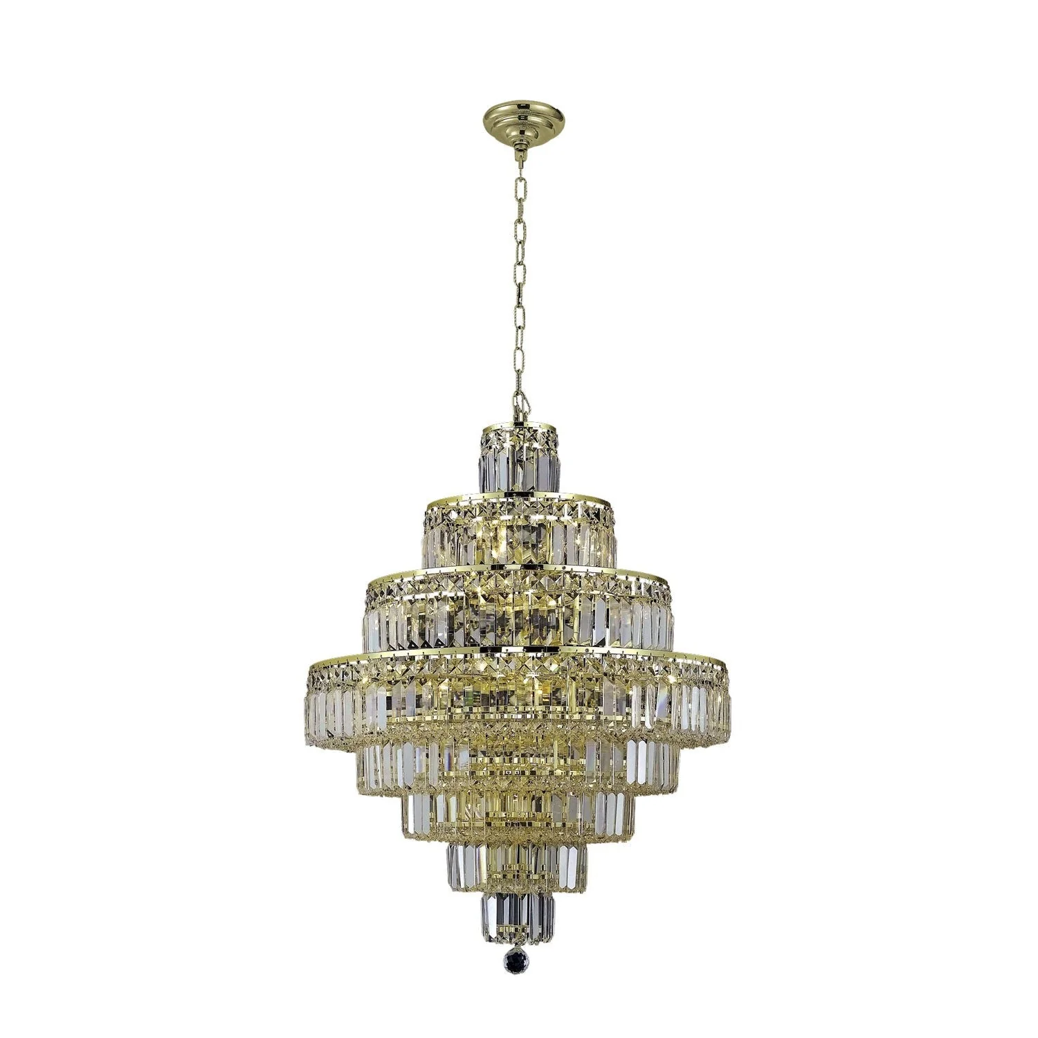 Maxim Gold Eighteen-Light 26-Inch Eight-Tier Chandelier with Royal Cut Clear Crystal - Image 1