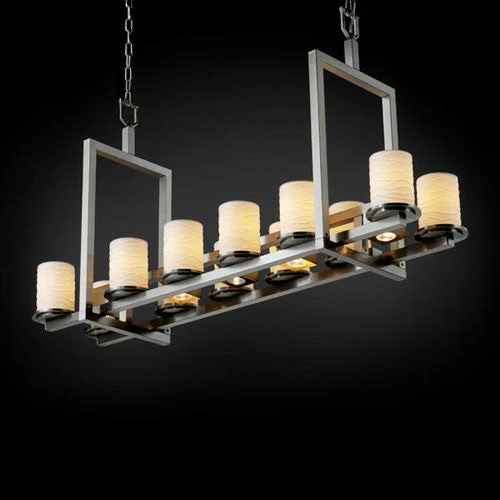 12-Up and Five-Downlight Brushed Nickel Short Bridge Chandelier - Image 1