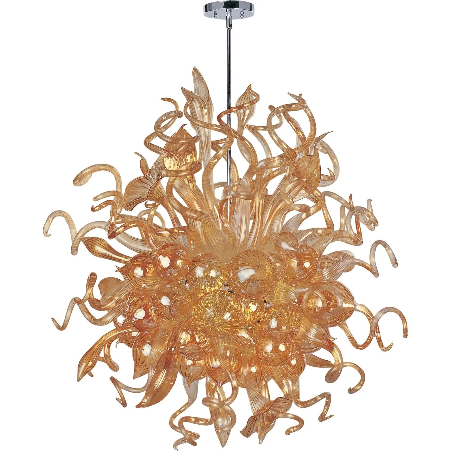 Mimi LED Polished Chrome 18-Light Multi-Tier Chandelier with Cognac Glass - Image 1