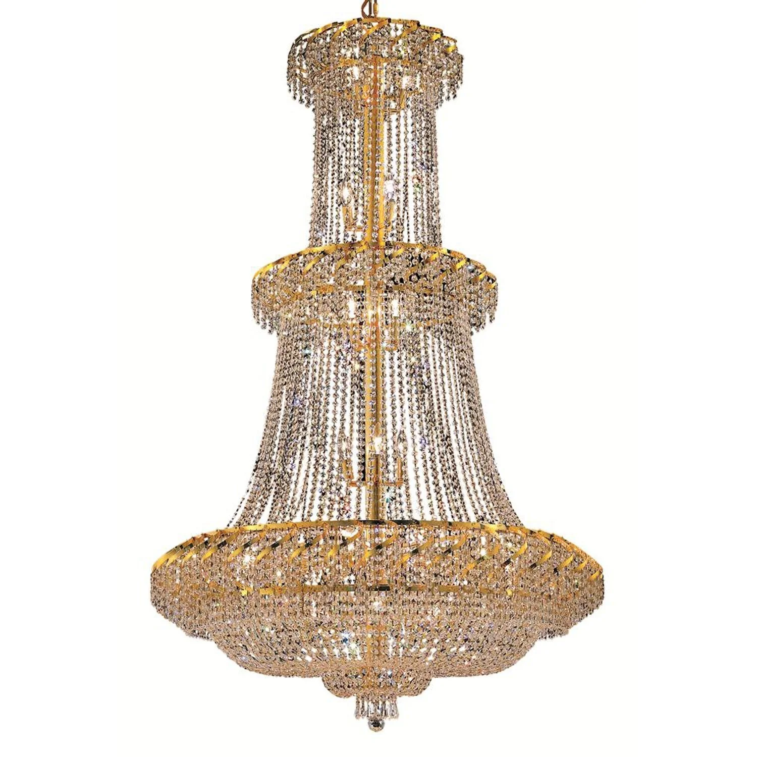 Belenus Gold Thirty-Two Light 42-Inch Chandelier with Royal Cut Clear Crystal - Image 1