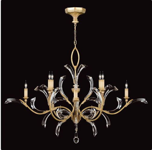 Eight-Light Chandelier in Muted Gold Leaf Finish - Image 1