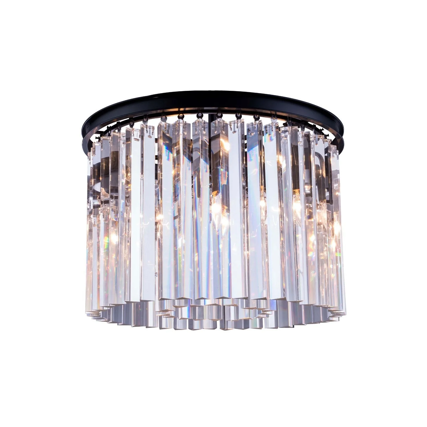 Sydney Mocha Brown Six-Light Flushmount with Royal Cut Clear Crystals - Image 1