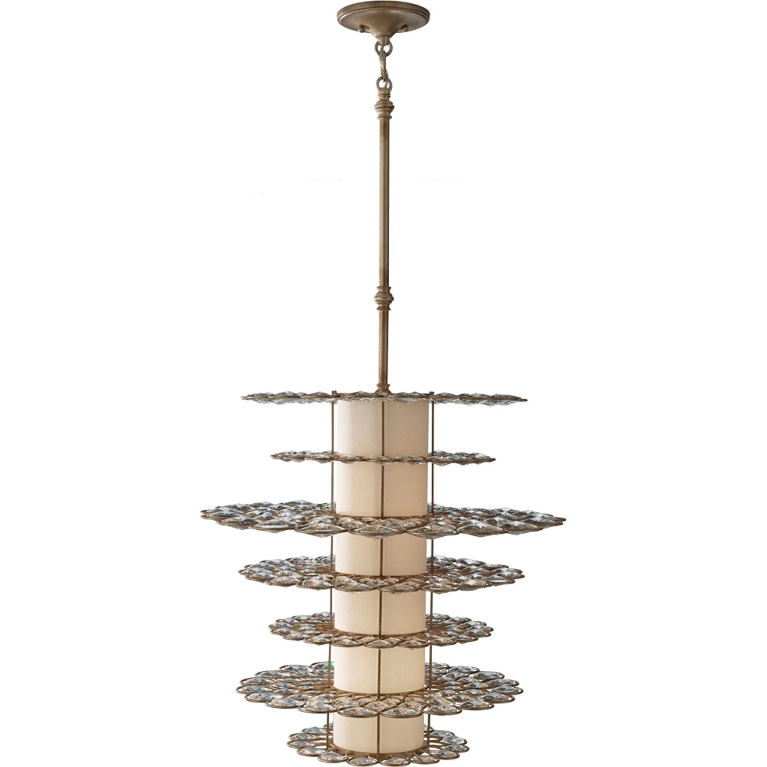 Burnished Silver Crystal Two-Light Fluorescent Pendant - Image 1