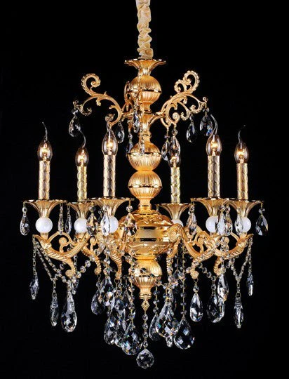 Gold plated 6 Light Zinc Alloy crystal Chandelier - Image 1