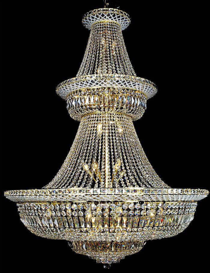 48 lights gold plated crystal chandelier dressed with 25% full lead crystals - Image 1