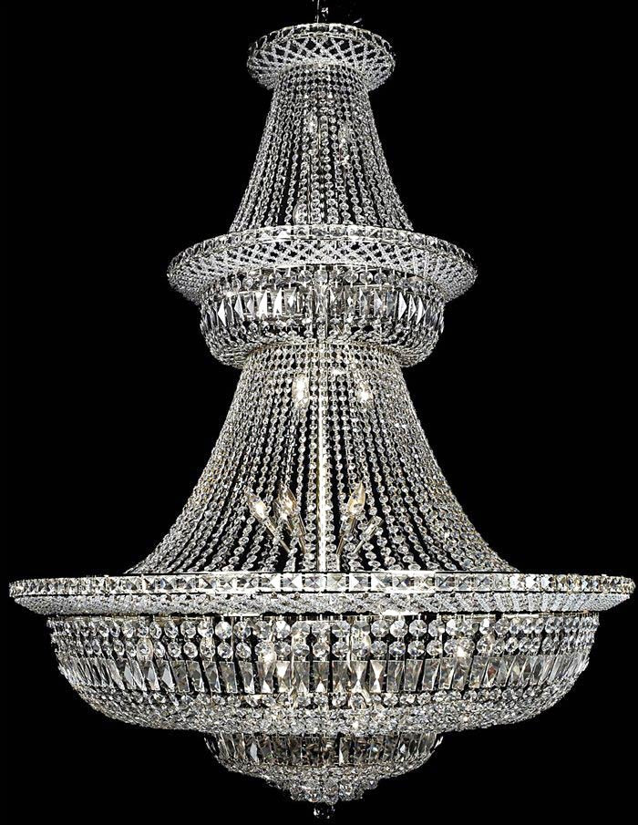 48 lights polished chrome crystal chandelier dressed with 25% full lead crystals - Image 1