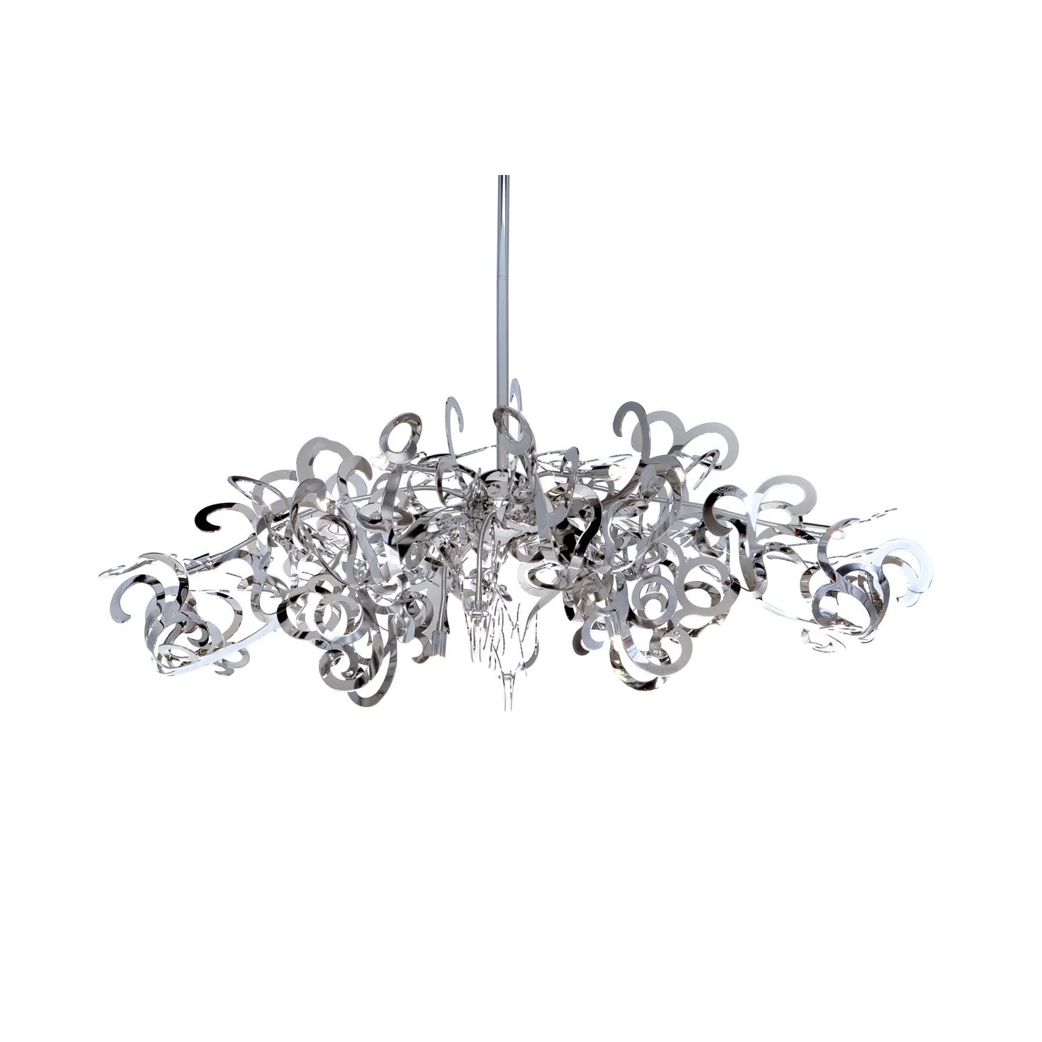 Polished Nickel 40-Inch Wide Nine-Light Single-Tier Chandelier with Clear Glass - Image 1