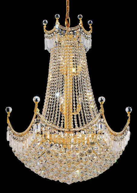24 Lights gold plated crystal chandelier in gold finish - Image 1