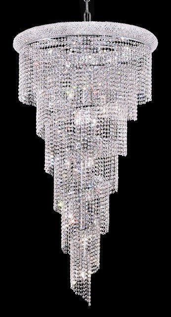 28 Light Spiral Crystal Chandelier chrome plated - Image 1