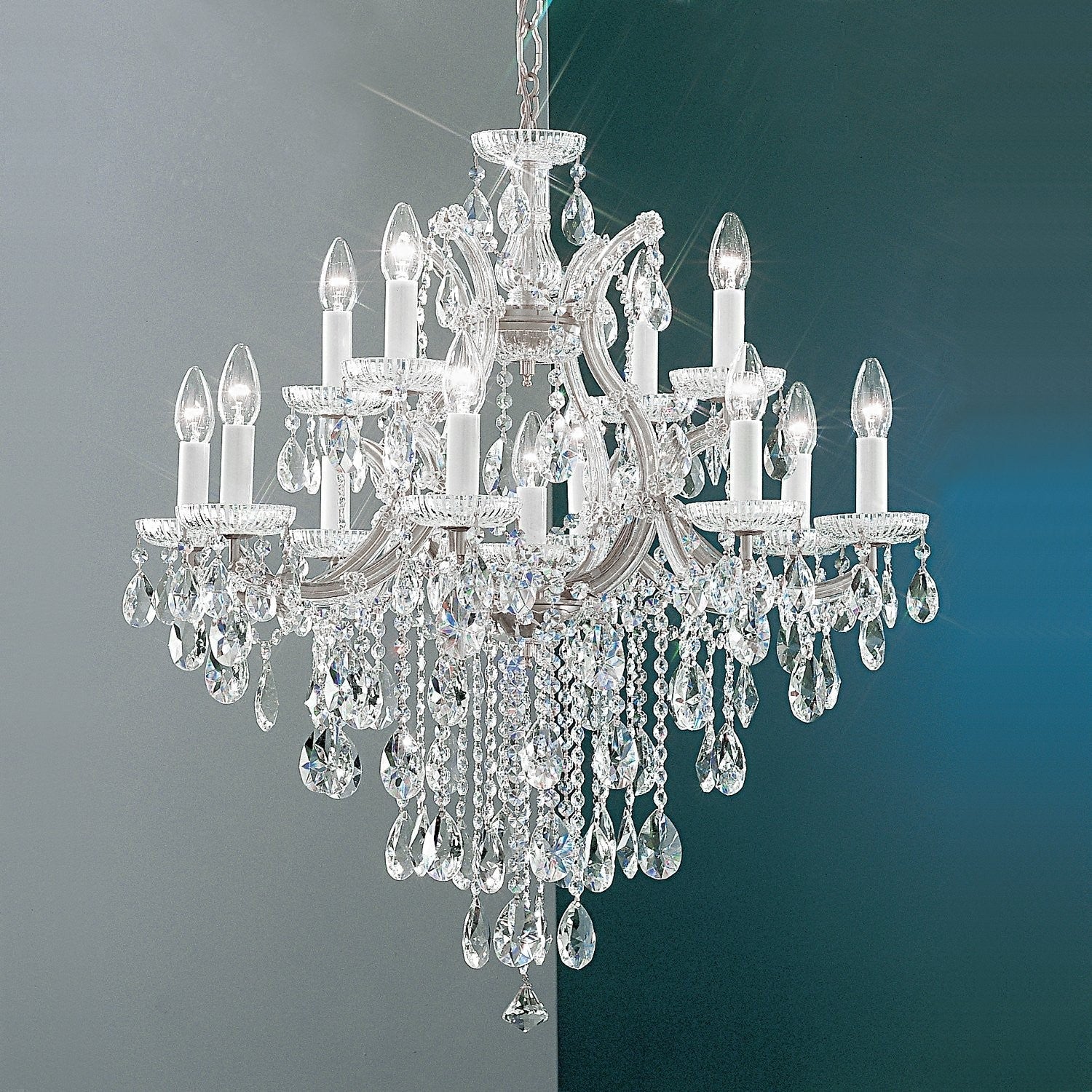 Polished chrome 13 Light maria theresa crystal Chandelier - Image 1
