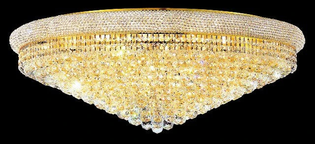 30 light gold plated crystal large flush mount ceiling light dressed with crystal balls