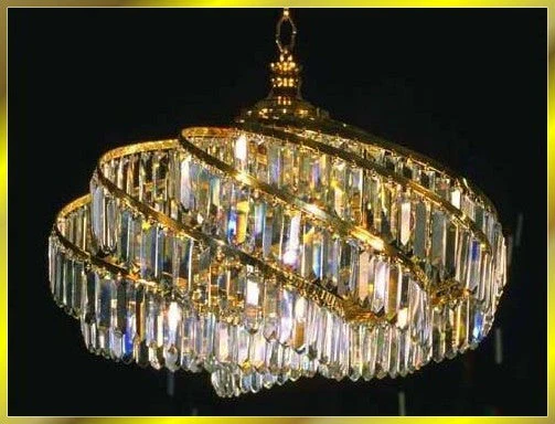 6 lights spiral crystal chandelier in gold plated finish - Image 1