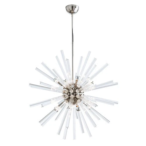Clear Eight-Light Large Chandelier with Polished Nickel Stem - Image 1