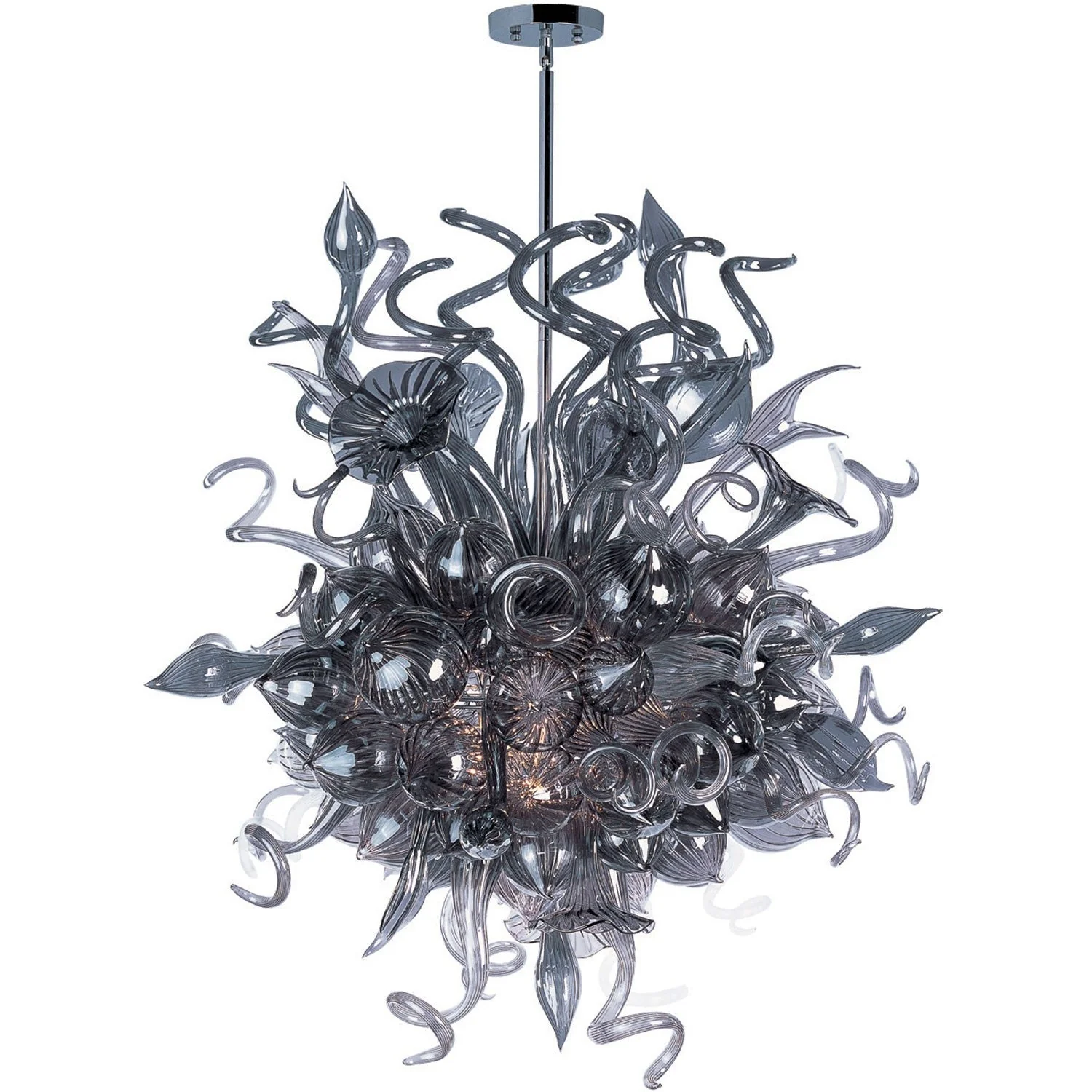 Mimi LED Polished Chrome 18-Light Multi-Tier Chandelier with Fume Grey Glass - Image 1