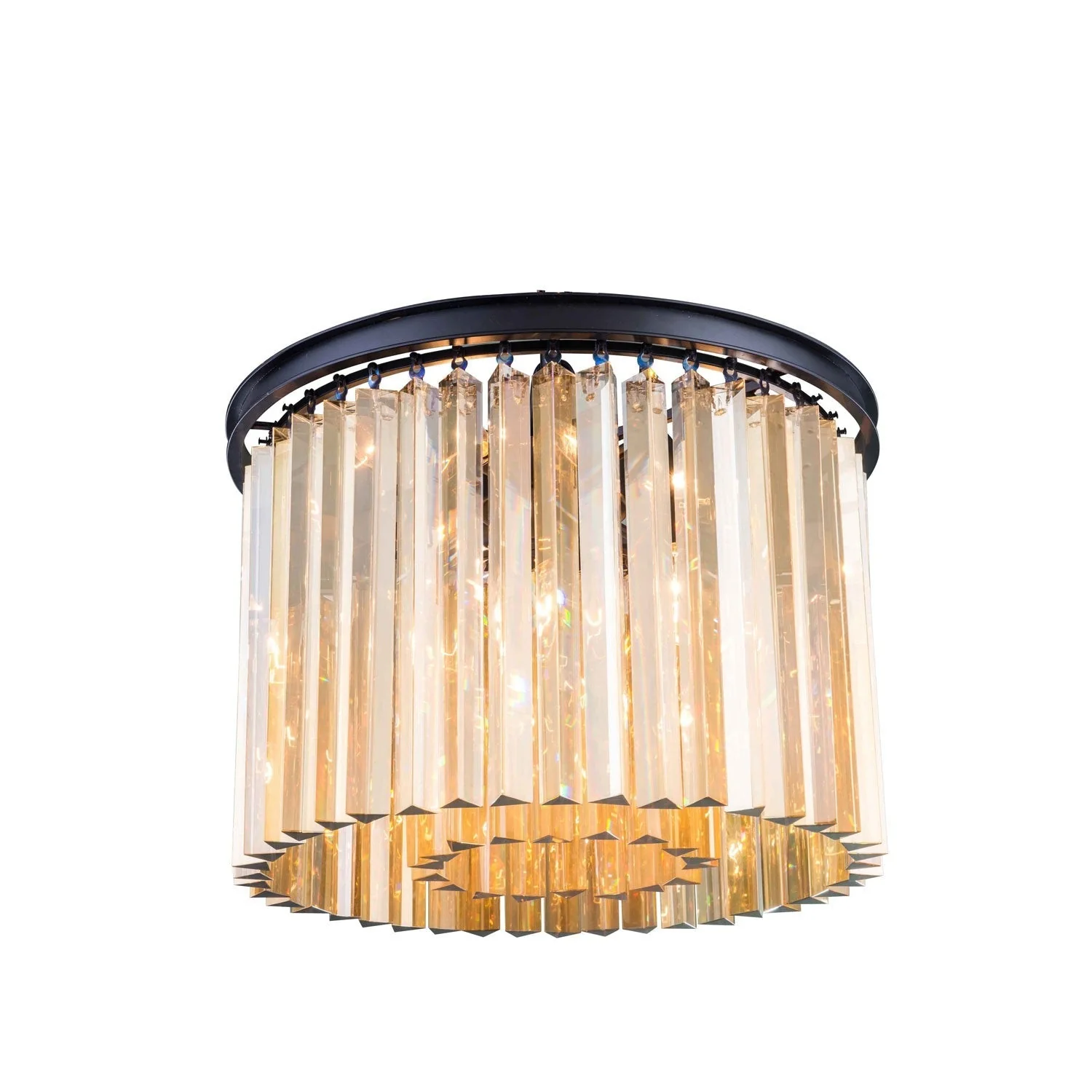 Sydney Mocha Brown Six-Light Flushmount with Royal Cut Golden Teak Crystals - Image 1