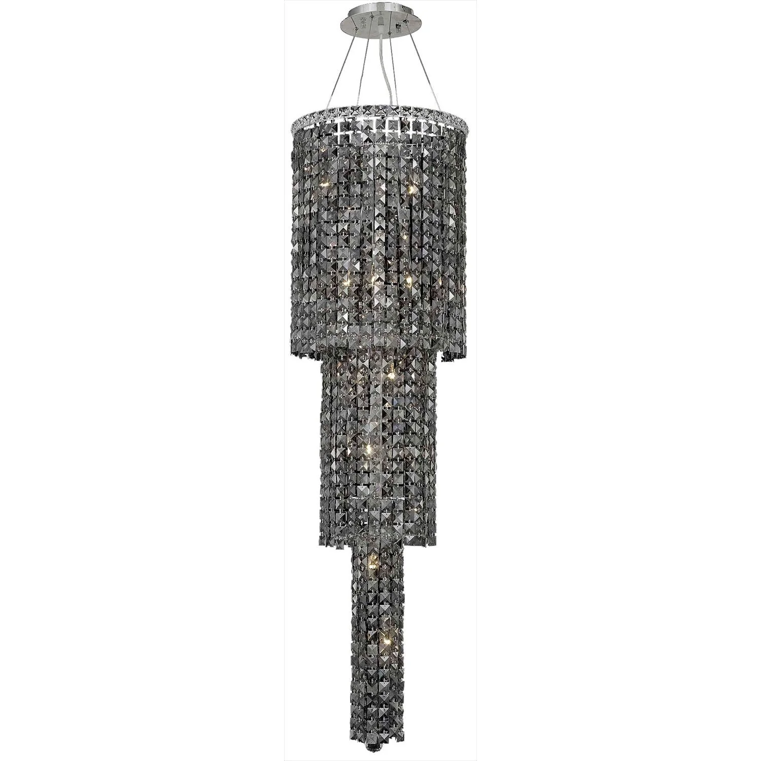 Maxim Chrome Twelve-Light 16-Inch Three-Tier Pendant with Royal Cut Silver Grey Crystal - Image 1