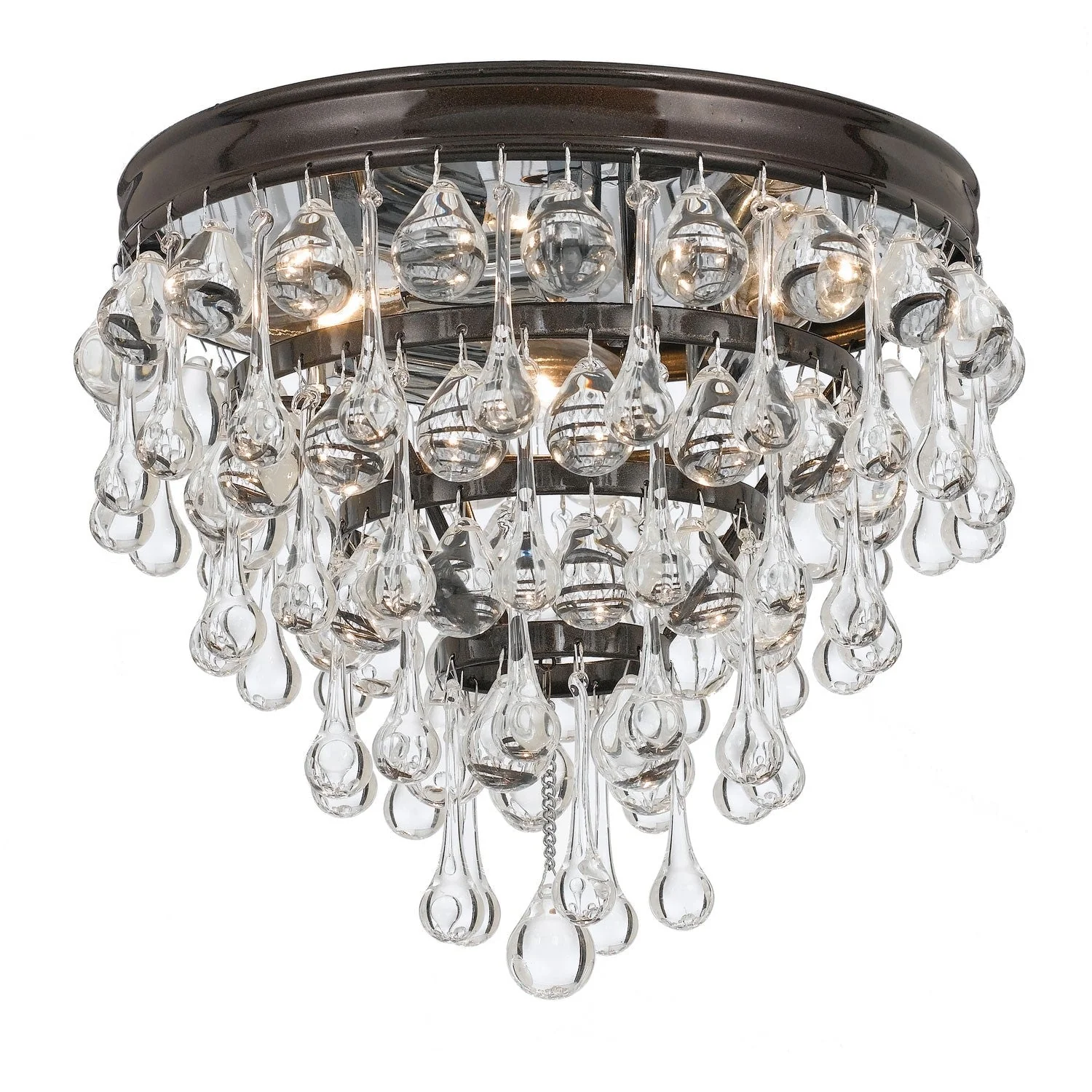 Vibrant Bronze Three-Light Flush-Mount Fixture