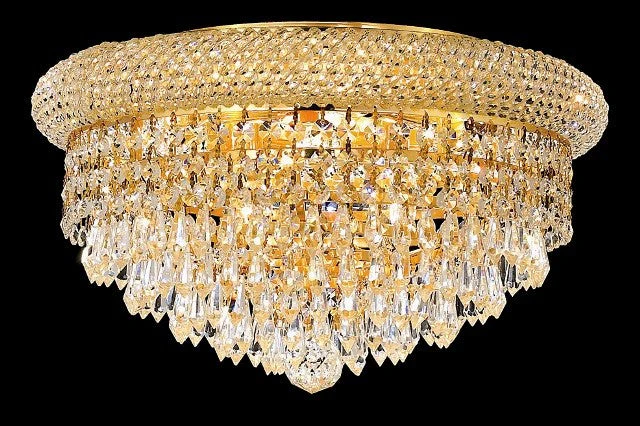 8 light gold plated mini crystal flush mount ceiling light - Image 1
