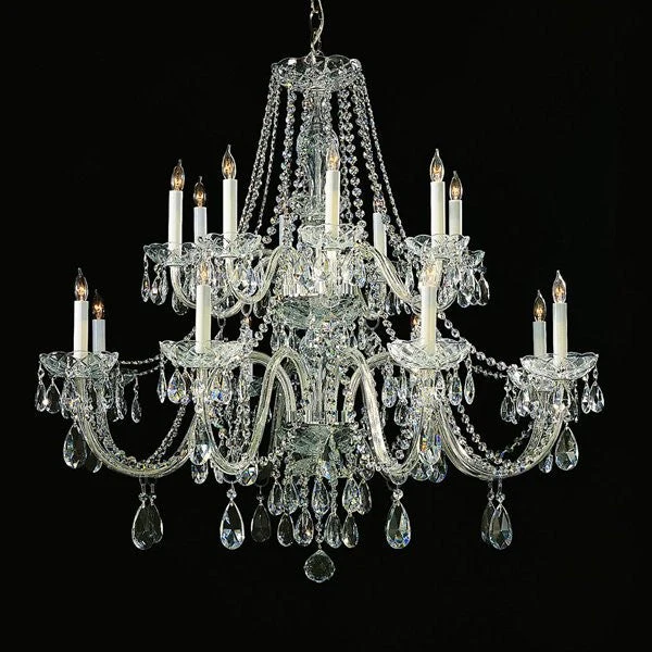 16 Light Traditional Crystal Chandelier, Polished Chrome - Image 1